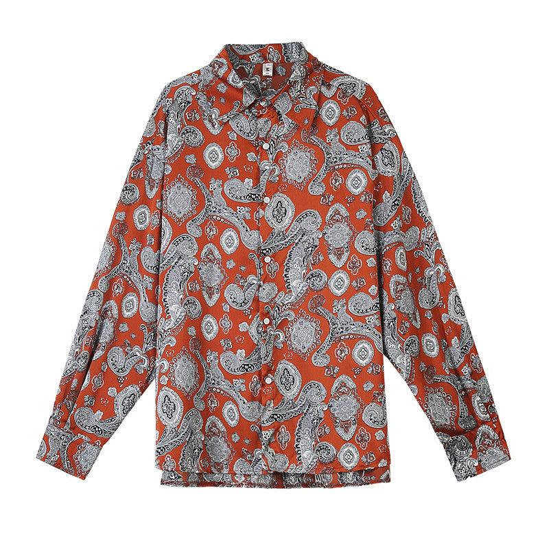 Men's Totem Printing Trend Thin Shirts Slippery Tops - WOMONA.COM