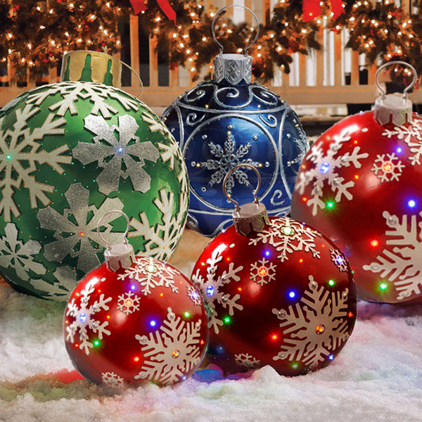 Christmas Ornament Ball Outdoor Pvc 60CM Inflatable Decorated Ball - WOMONA.COM