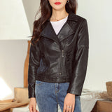 New Fashion Simple Trendy Short Leather Jacket Women - WOMONA.COM