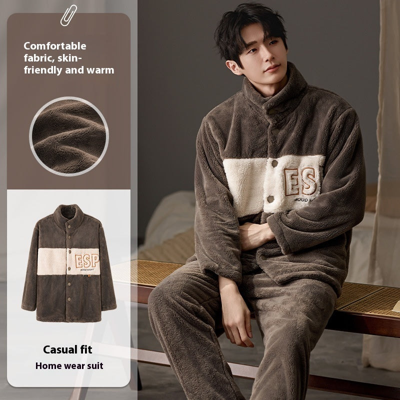 Men's Coral Fleece Winter Pajama Set