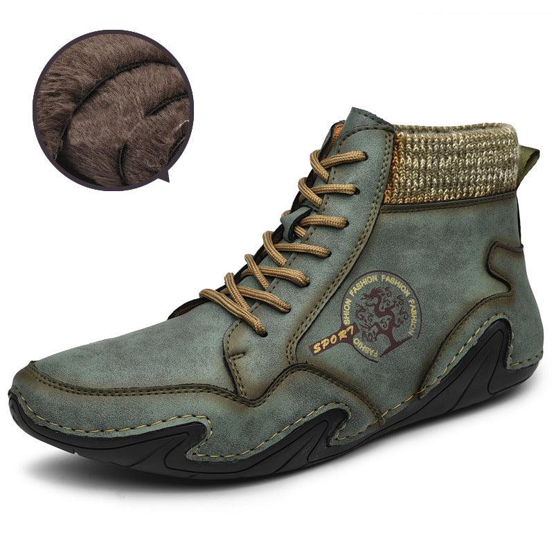 Men Ankle Boots High Top High Quality Flats Shoes - WOMONA.COM