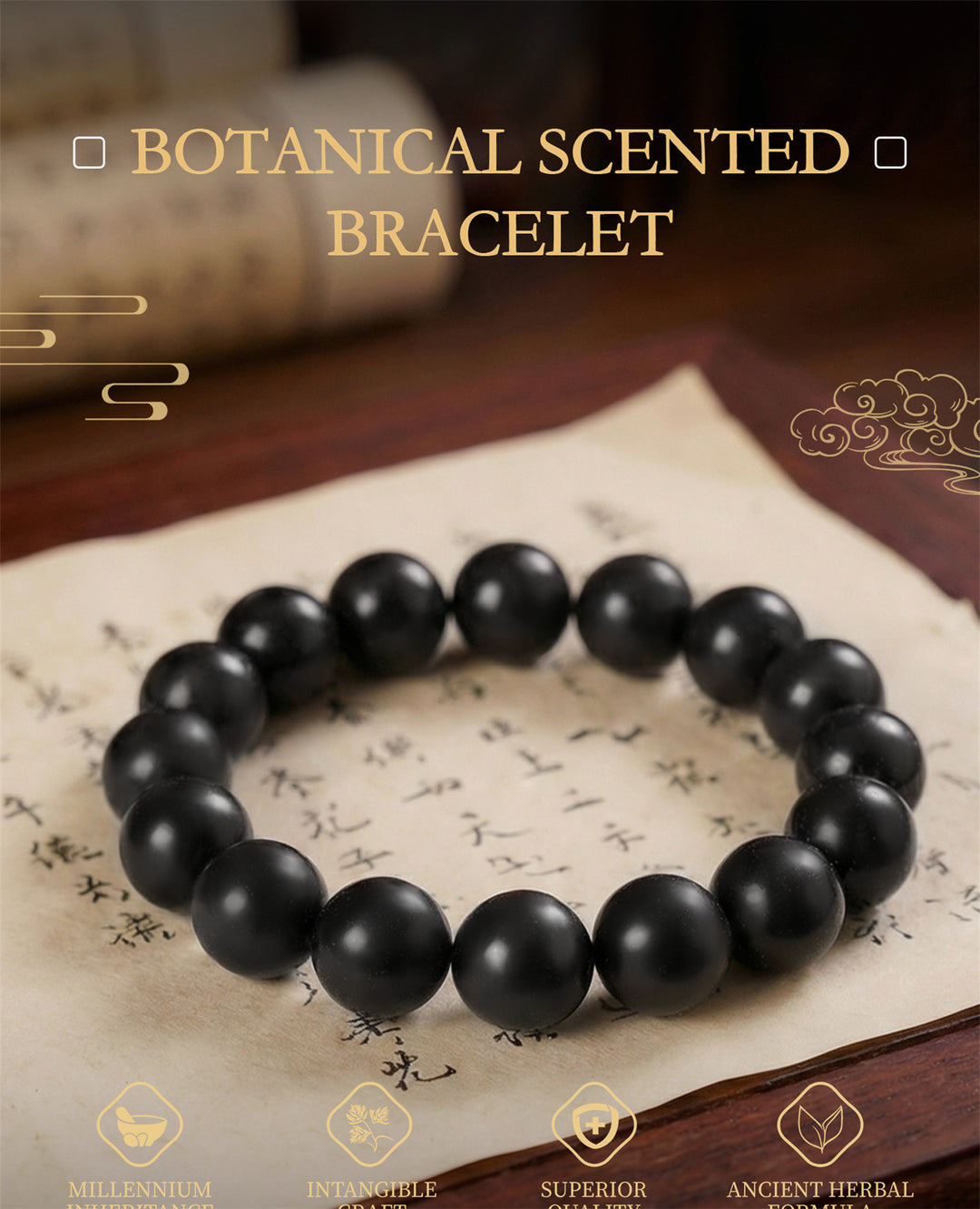 Black beaded bracelet with matte round stones, minimalist unisex everyday accessory.