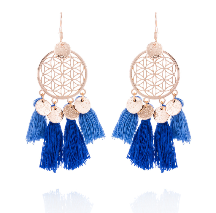 Tassel Dreamcatcher Sequin Earrings - WOMONA.COM