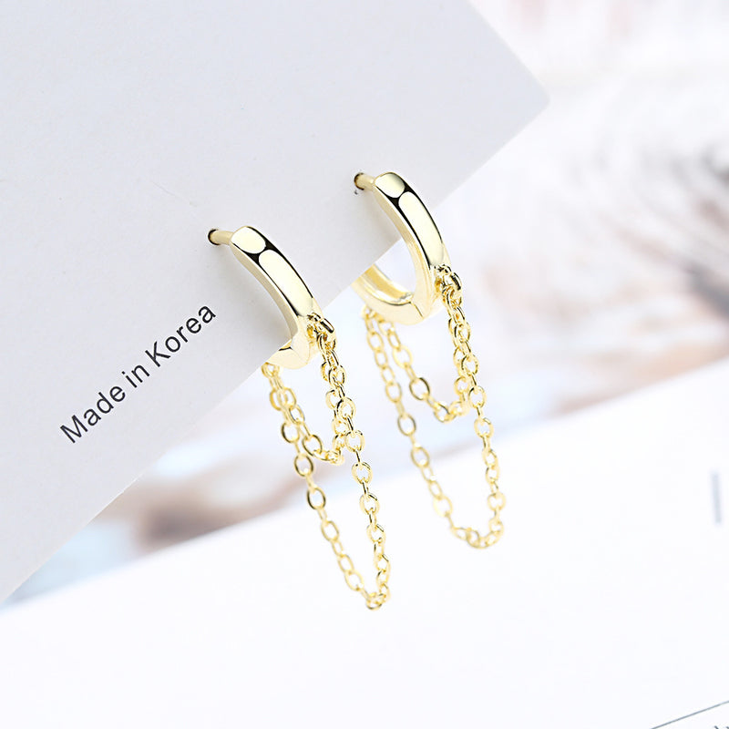 Double chain earrings - WOMONA.COM