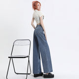 Double Buckle Stitching Wide Leg Skinny Jeans For Women - WOMONA.COM