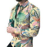 Men's Casual Long Sleeved Large Floral Shirt - WOMONA.COM