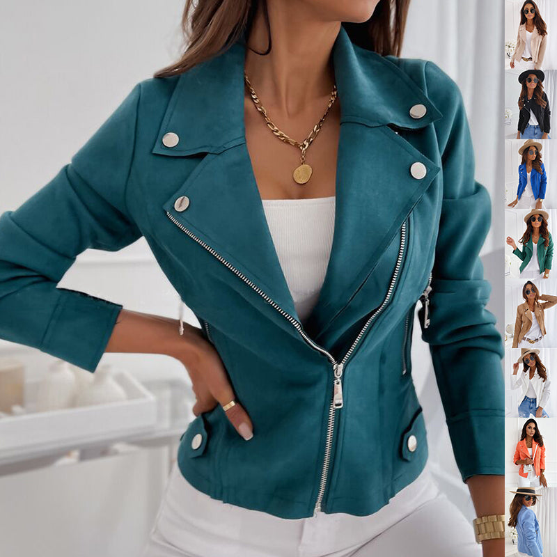 Women's cropped zip-up lapel jacket – product image 1