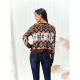 Christmas Pullover Round Neck Snowflake Sweaters Women's - WOMONA.COM