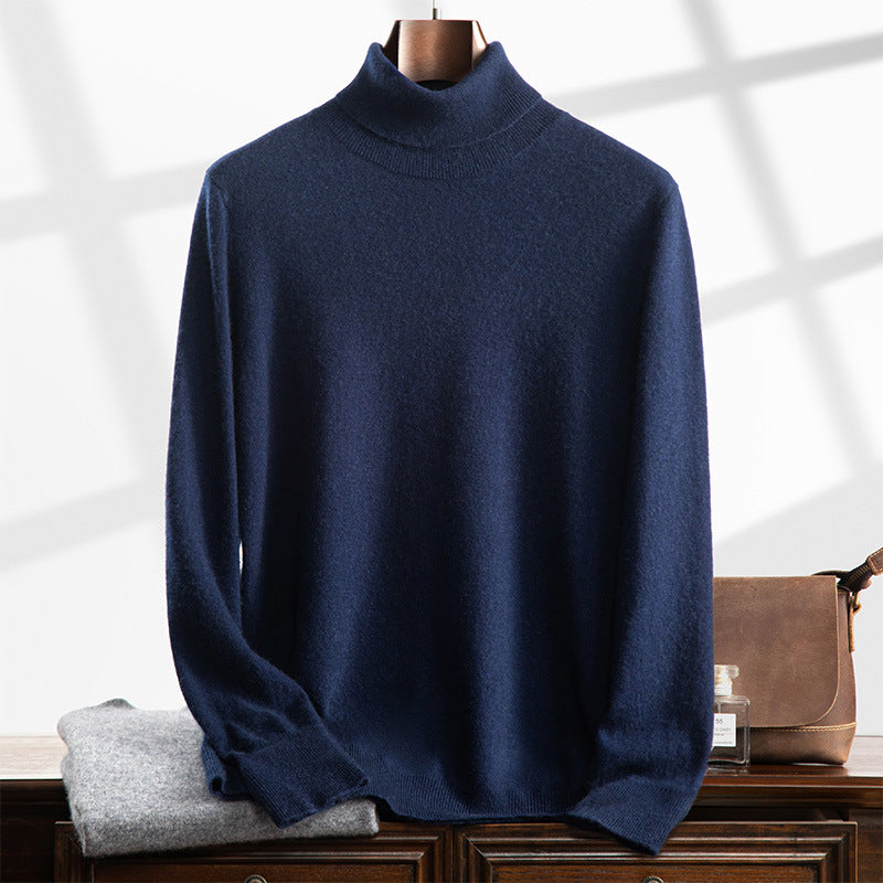 High Lapel Fall Winter Men Cashmere Casual Bottoming Shirt