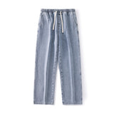 Straight Loose Light Blue Jeans For Men - WOMONA.COM