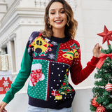 Women's Pullover Christmas Tree Snowflake Knit Sweater - WOMONA.COM