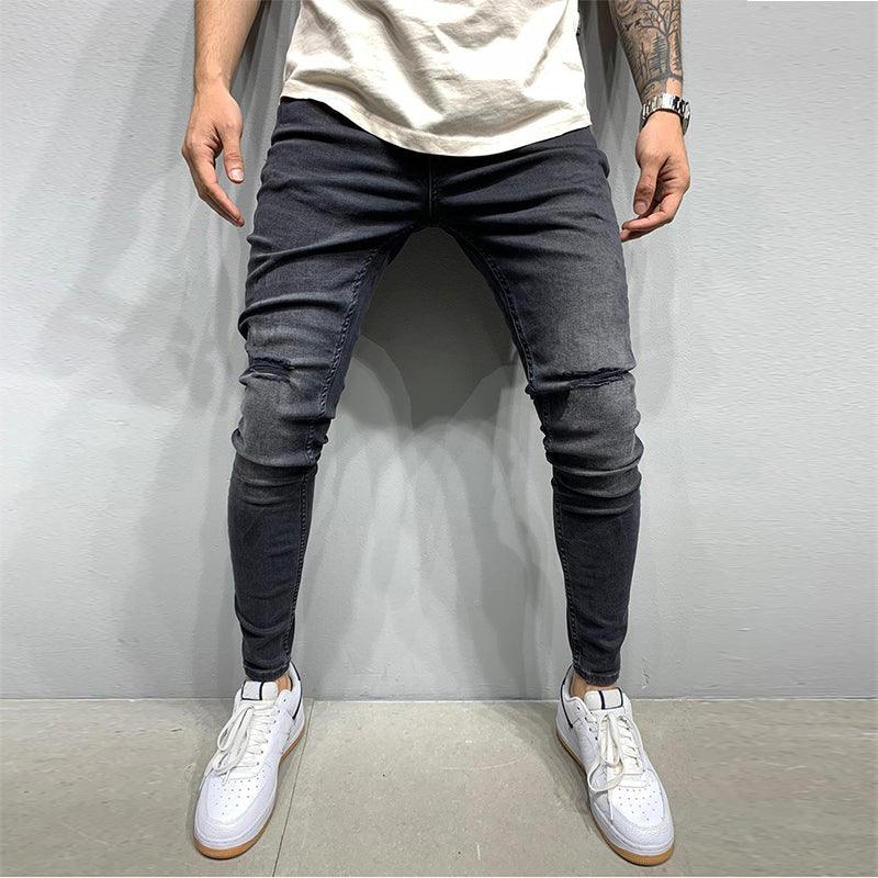 Casual Shredded Slim Zip Pencil Pants - WOMONA.COM