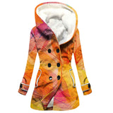 Winter Thickened Imitation Lamb Stitching Floral Hooded