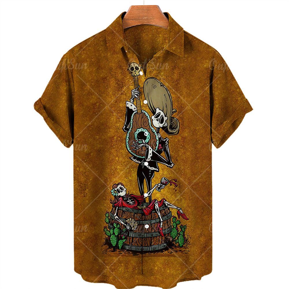 Fashion Skull Print Shirt Men - WOMONA.COM
