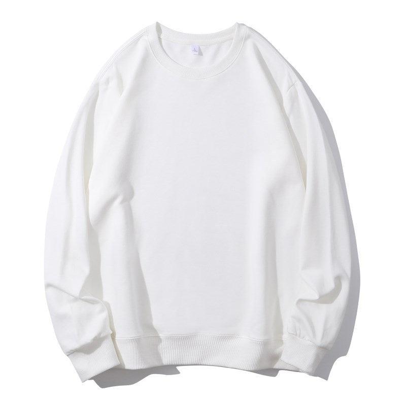Large Solid Color Loose Shoulder Terry Round Neck Sweater - WOMONA.COM
