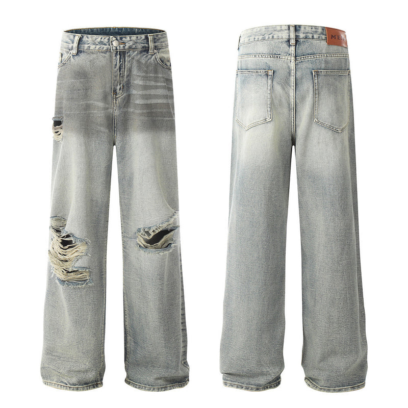 Gradient Washed Ripped Jeans For Men - WOMONA.COM