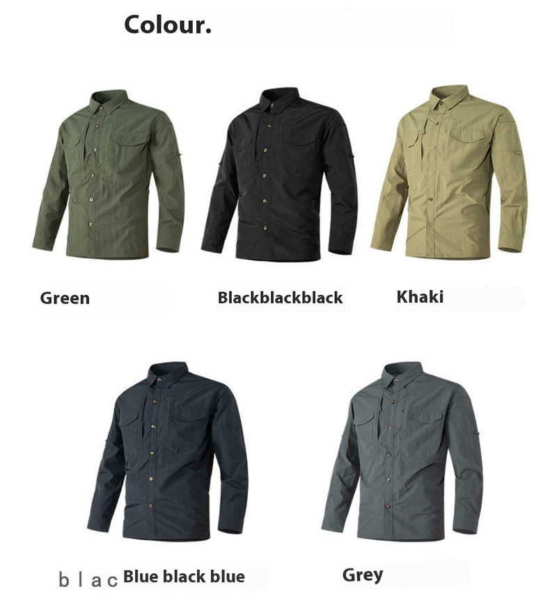 Long Sleeve Shirt Men's Multi-pocket Workwear Short Sleeve Shirt