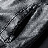 Stand Up Collar Casual Spring And Autumn Leather Jacket - WOMONA.COM