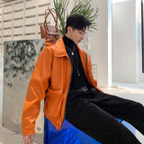 Orange Leather Jacket Men's - WOMONA.COM