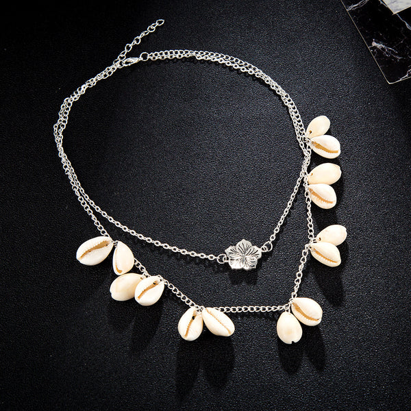 Alloy Flower Shell Necklace - WOMONA.COM