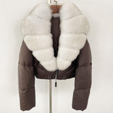 Fox Fur Collar Thick Short Down Jacket Coat