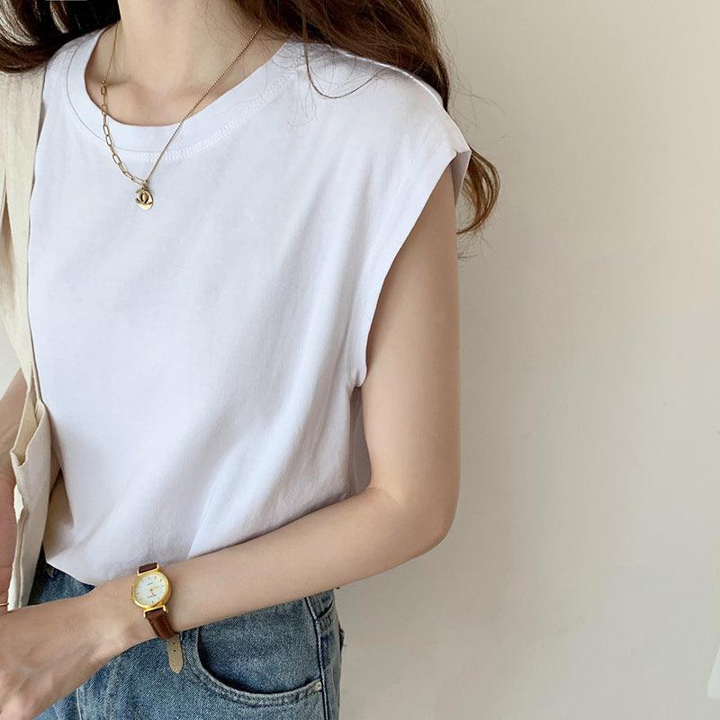 Fashion Black Vest T-shirt Top Outer Wear Ins - WOMONA.COM