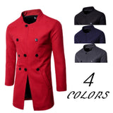 New Men's Fashion Slim Neck Three Row Woolen Coat - WOMONA.COM