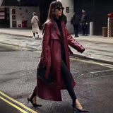 Women's Loose Fashion Long Leather Trench Coat