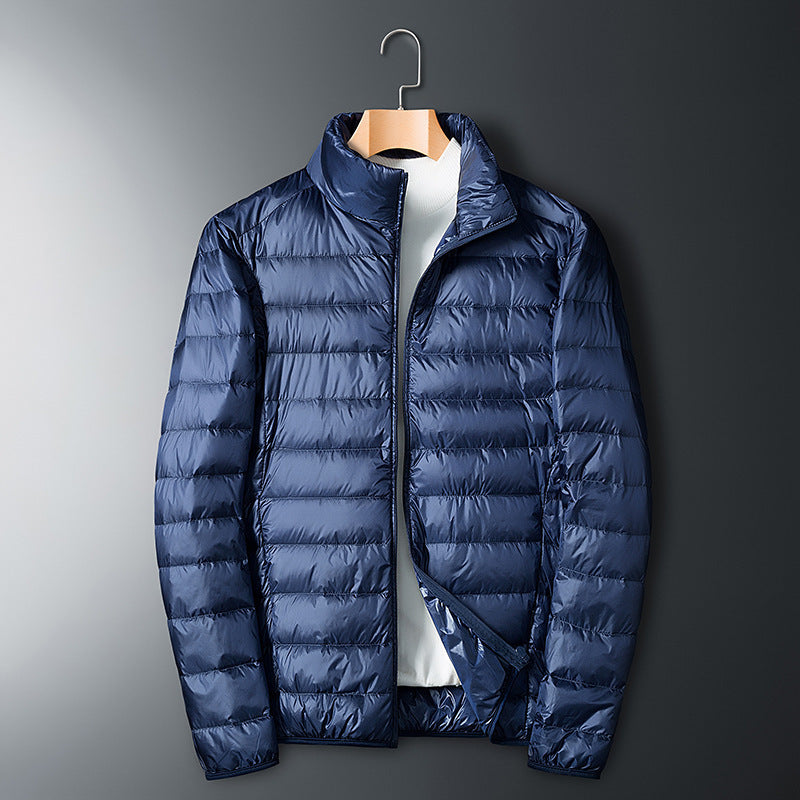 Men's Stand Collar Lightweight Feather Cotton Jacket - WOMONA.COM