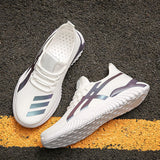 Men Sneakers Stripe Print Lightweight Shoes Running Walking - WOMONA.COM