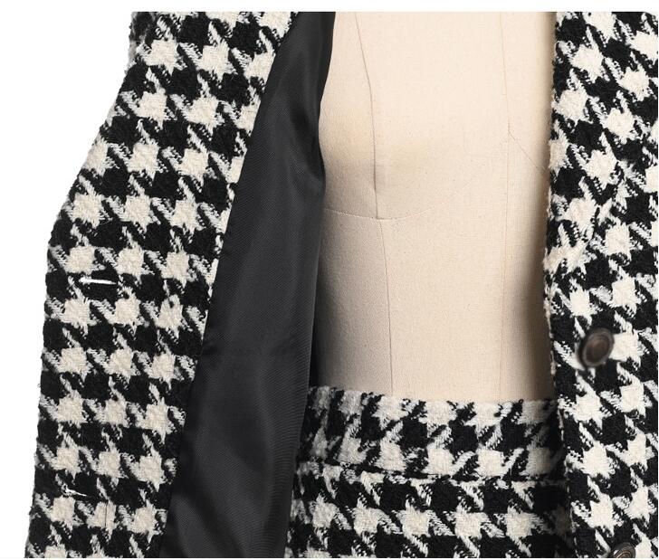 Women's Houndstooth Jacket And Skirt Suit - WOMONA.COM