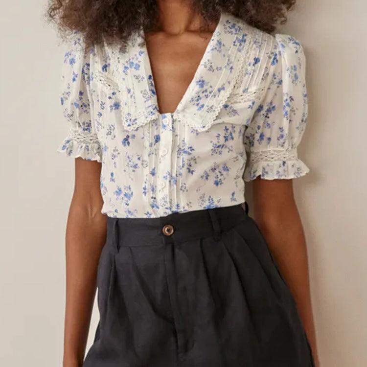 Floral Lace Stitching Coat Lace Single-breasted - WOMONA.COM