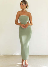 Women's Knitted Tube Top Hollow-out Slim-fit Sheath Dress - WOMONA.COM