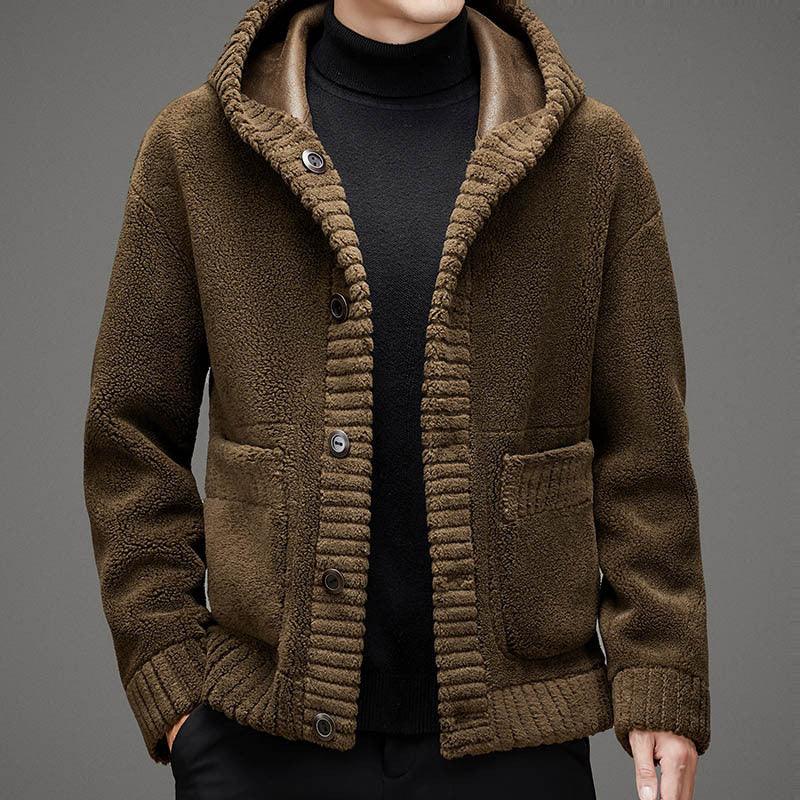 Fur-integrated Double-sided Cashmere Hooded Jacket - WOMONA.COM