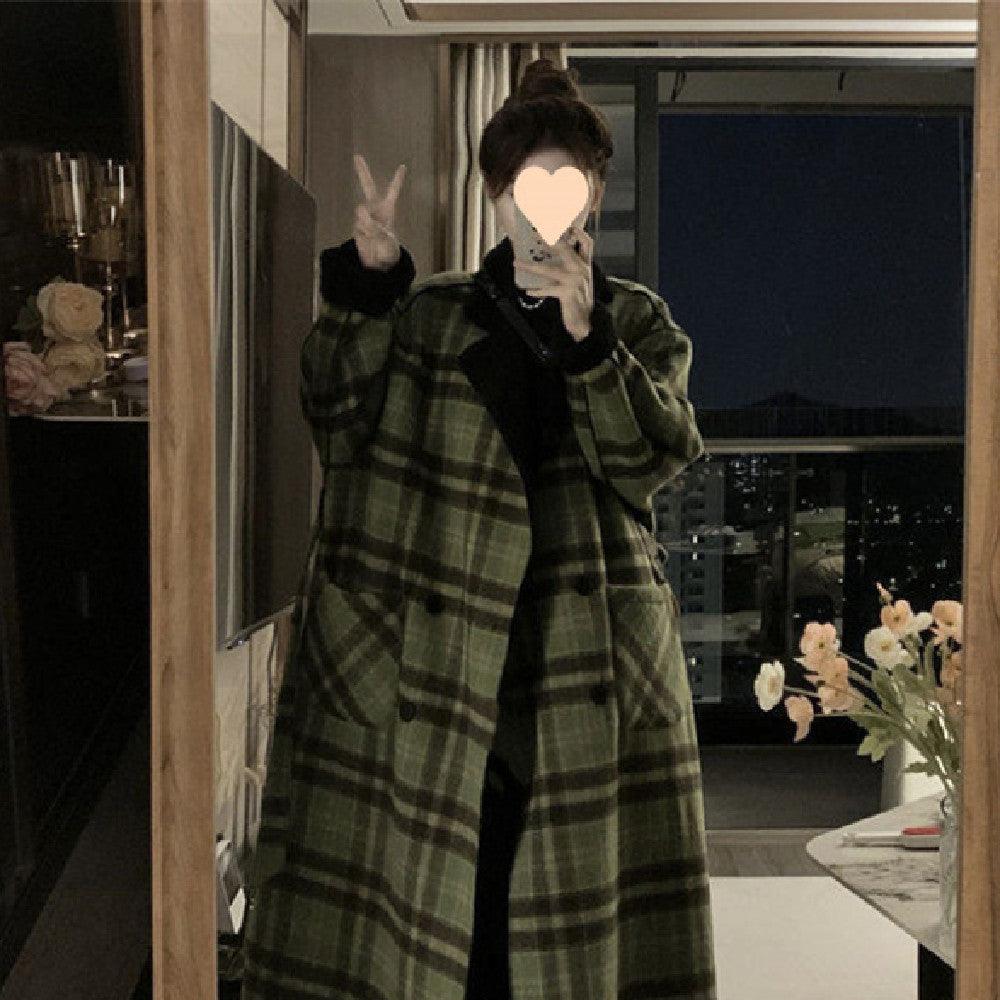 Women's Reversible Green Plaid Coat