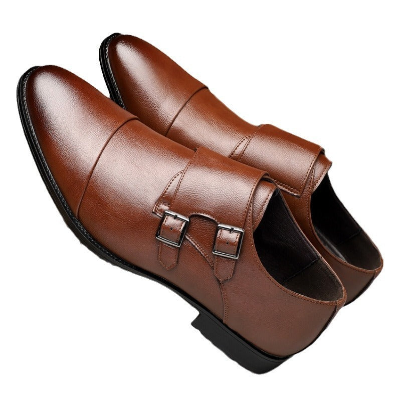 Zapatos formales de cuero con hebilla puntiaguda para hombre