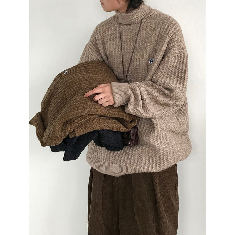 Japanese-style Retro Caramel Turtleneck Sweater