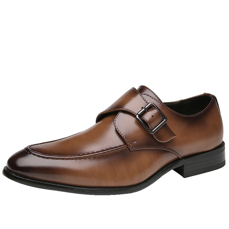 Zapatos de cuero de negocios con hebilla estilo británico para hombre