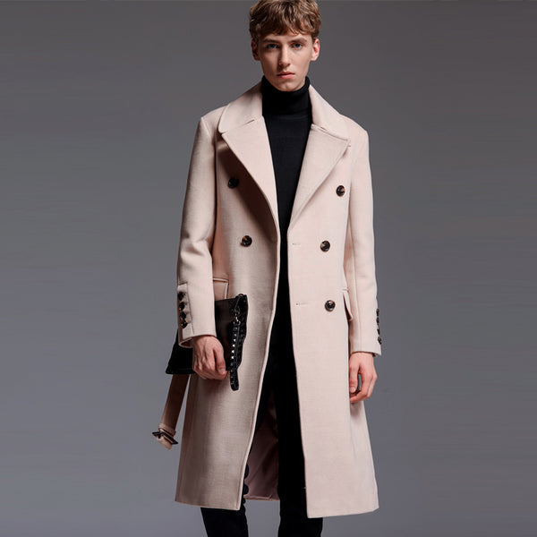 Extra Long Sweater Coat With Belt For Men - WOMONA.COM