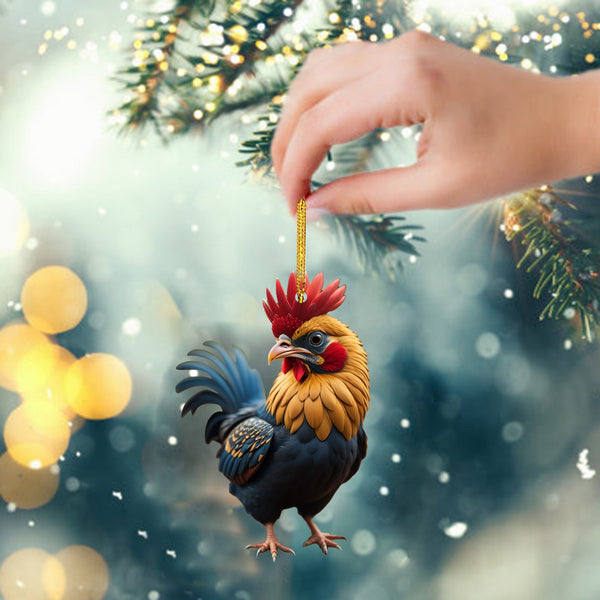 Christmas Creative Animal Chicken Tree Pendant Acrylic - WOMONA.COM
