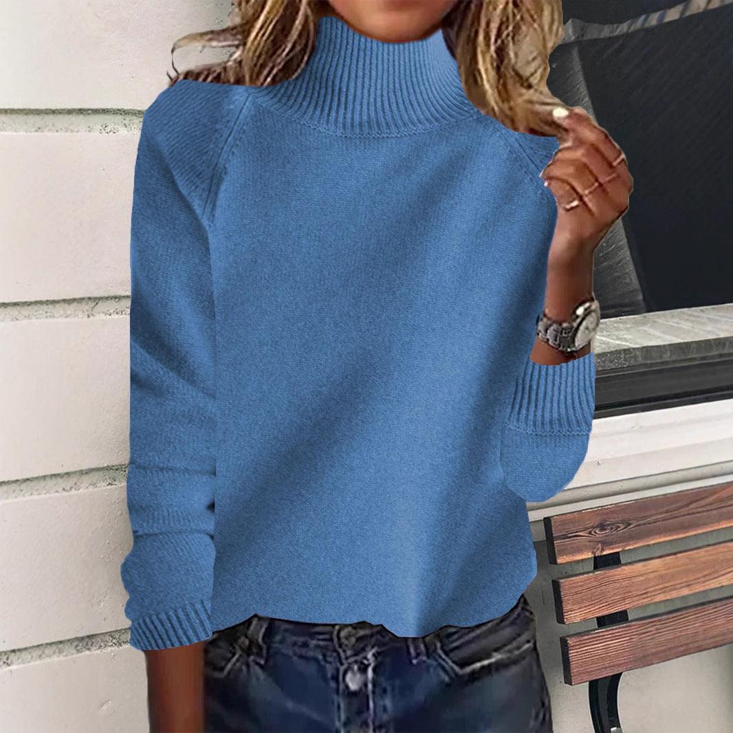 Women's Raglan Turtleneck Sweater - WOMONA.COM
