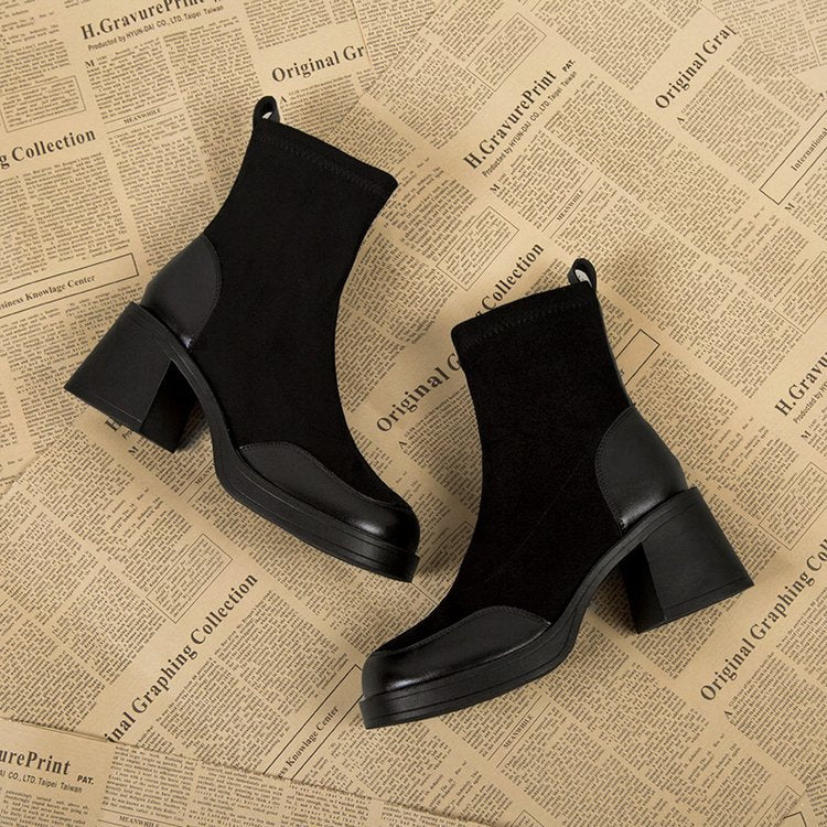 Thick Bottom Chunky Heel Martin Boots Women - WOMONA.COM