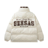 Men's Back Patch Letters Embroidery Cotton-padded Coat