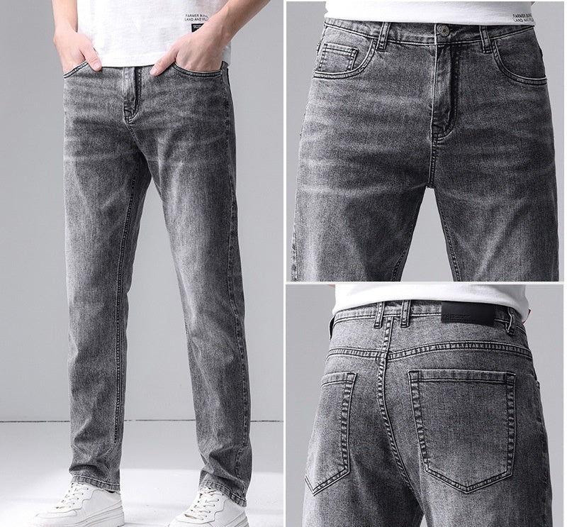 Pantalones vaqueros rectos de moda para hombre Slim Fit