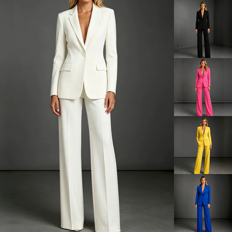 Women's slim-fit blazer and pants suit set – product image 1