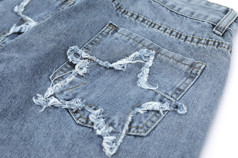 Five-pointed Star Affixed Cloth Embroidered Jeans For Women - WOMONA.COM