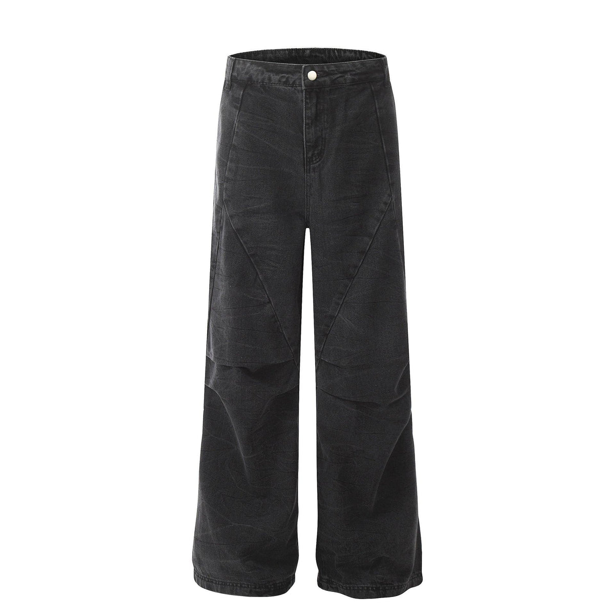 High Street Washed Black Stitching Wide Leg Jeans - WOMONA.COM