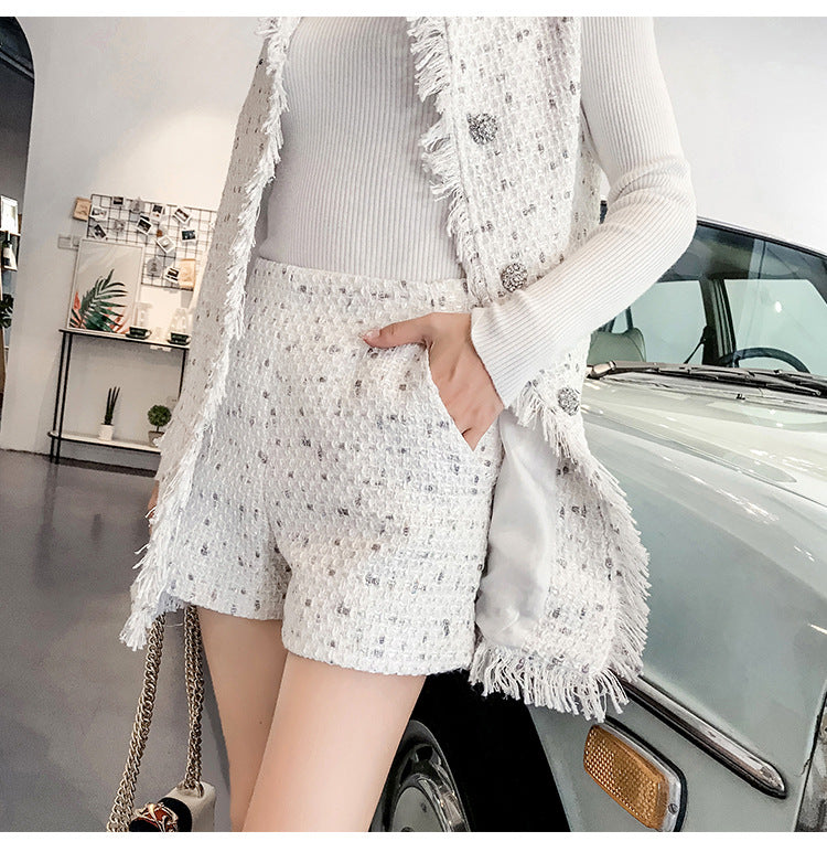 Small Fragrant Milk Fringed Tweed Suit Women's Self-cultivation - WOMONA.COM