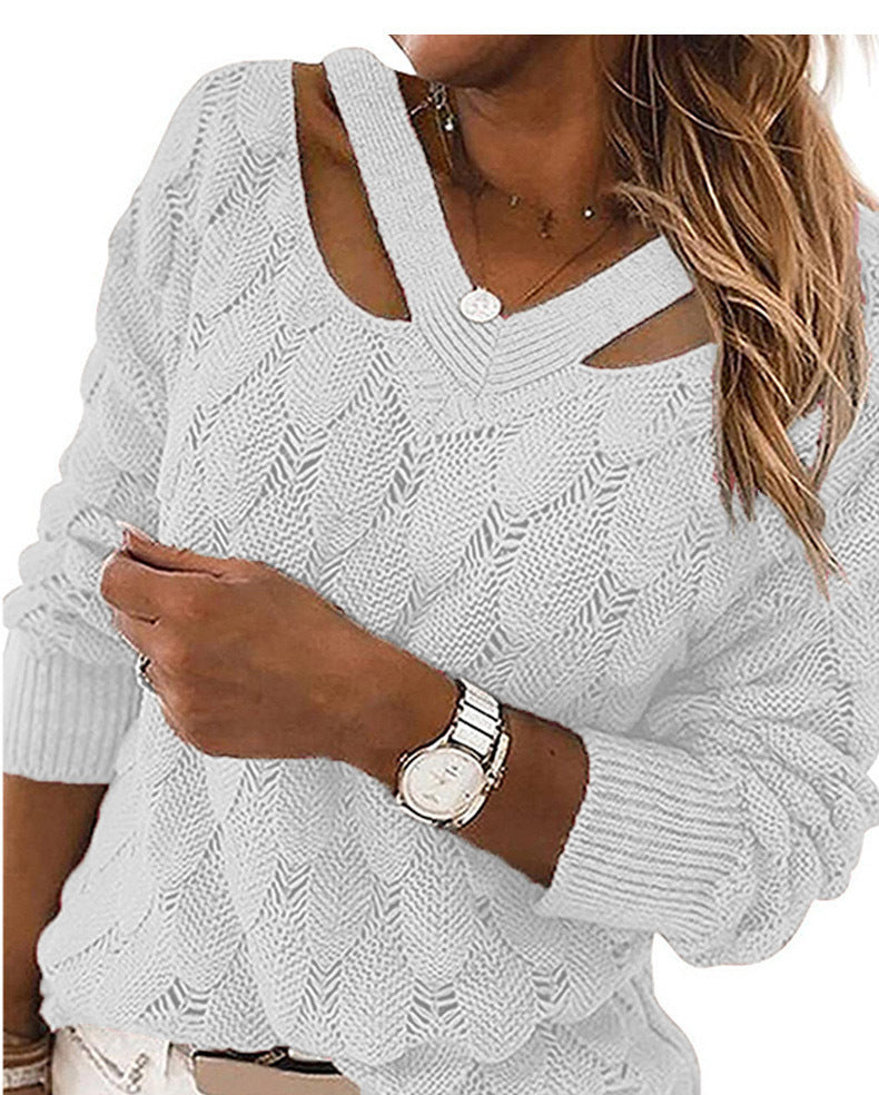 Women's v-neck knit sweater in pink