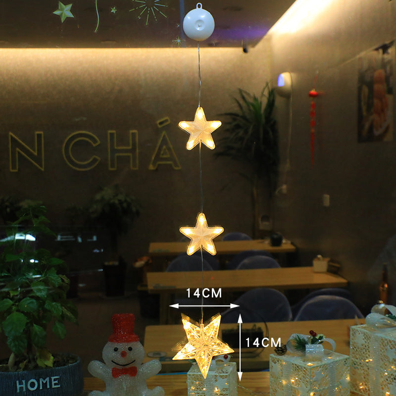 Christmas 3pcs LED Light Star Xmas Tree Hanging Sucker Lamp